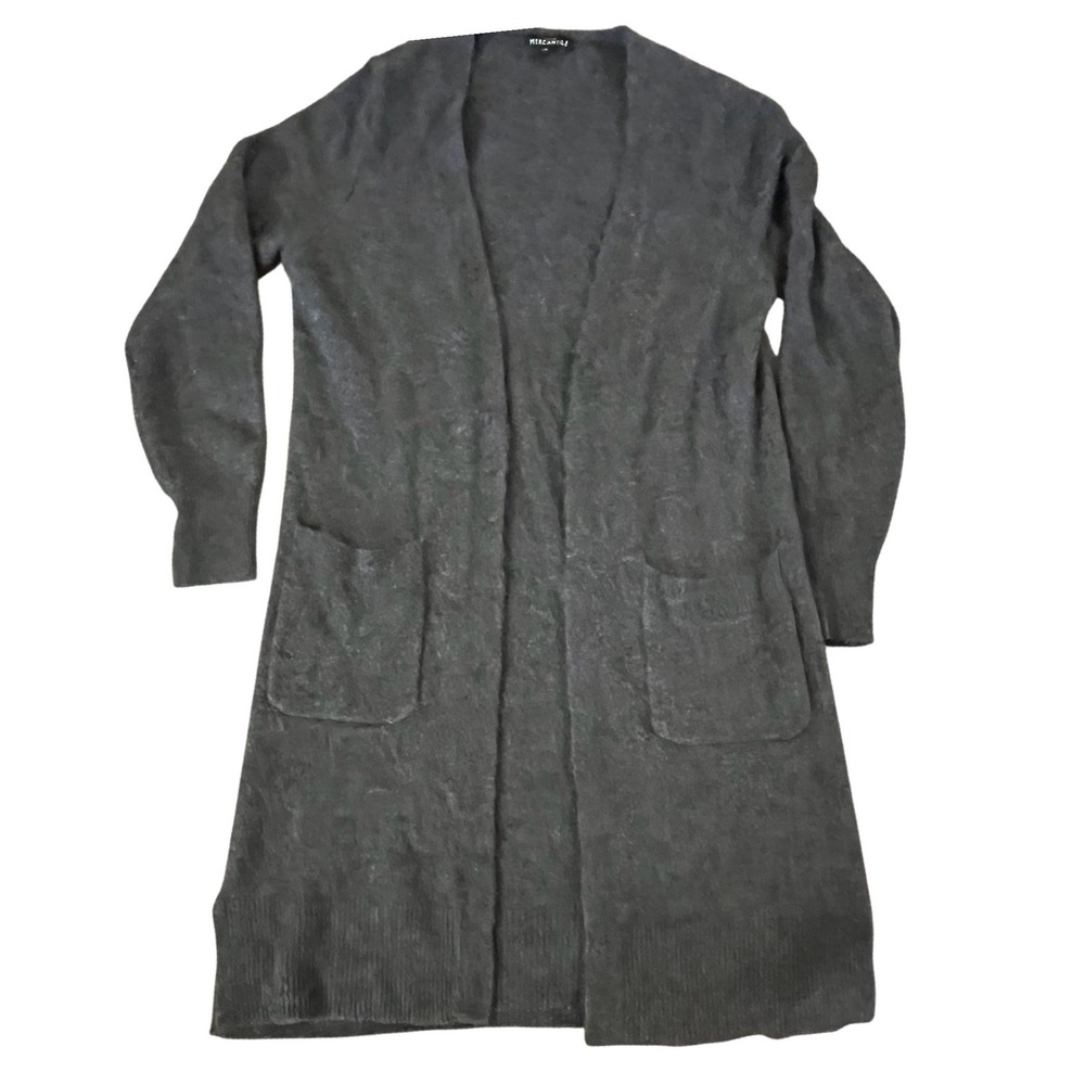 J.Crew‎ Mercantile Women's Alpaca Wool Blend Long Open Front Cardigan Grey Small